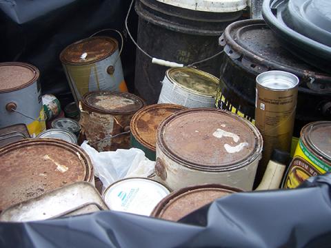 cans of old paint