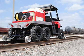 Portable firefighting rail unit