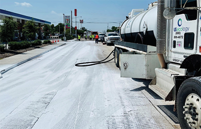 Hydrated Lime Spill on city roadway