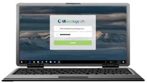 laptop with the LPX login page on the screen